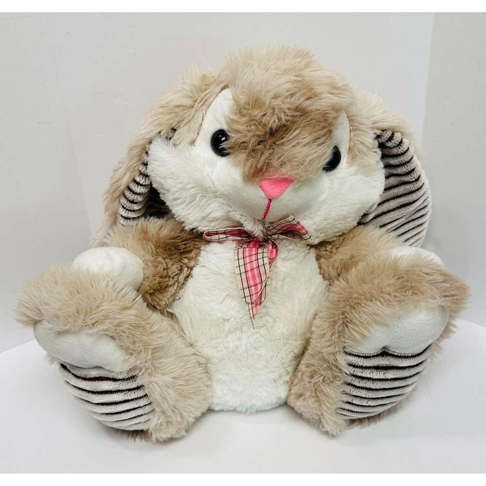 Homerbest Plush Brown Easter Bunny With Pink & Brown Bow 11" Stuffed Animal Toy